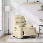 vidaXL Fauteuil inclinable de massage électrique - Tissu crème avec dossier/repose-pieds à réglage automatique, massage par vibrations, porte-gobelets pour un confort home cinéma