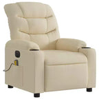 vidaXL Fauteuil inclinable de massage électrique - Tissu crème avec dossier/repose-pieds à réglage automatique, massage par vibrations, porte-gobelets pour un confort home cinéma