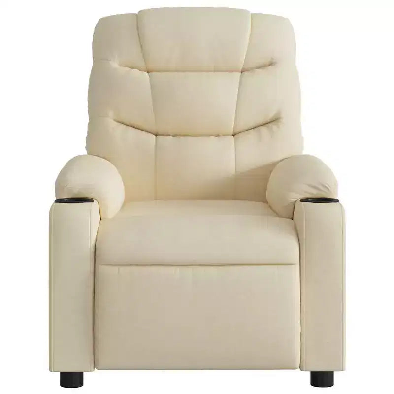 vidaXL Fauteuil inclinable de massage électrique - Tissu crème avec dossier/repose-pieds à réglage automatique, massage par vibrations, porte-gobelets pour un confort home cinéma