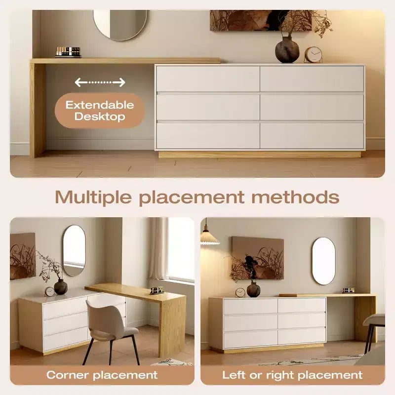Commode extensible moderne Luck Live avec six tiroirs de rangement