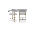 Meridian Furniture,Blake Taupe Boucle Fabric / Vegan Leather Counter Stool, Set of 2
