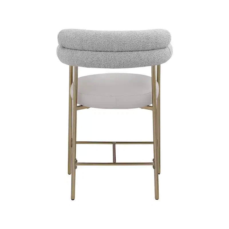 Tabourets de comptoir Meridian Furniture, Blake en tissu bouclé taupe et cuir vegan, lot de 2