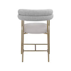 Tabourets de comptoir Meridian Furniture, Blake en tissu bouclé taupe et cuir vegan, lot de 2
