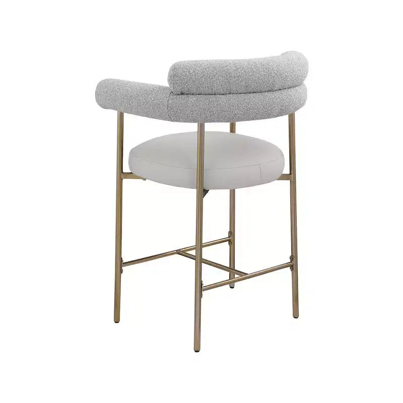 Tabourets de comptoir Meridian Furniture, Blake en tissu bouclé taupe et cuir vegan, lot de 2