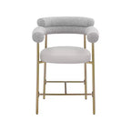 Tabourets de comptoir Meridian Furniture, Blake en tissu bouclé taupe et cuir vegan, lot de 2