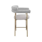 Tabourets de comptoir Meridian Furniture, Blake en tissu bouclé taupe et cuir vegan, lot de 2