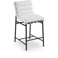 Meridian Furniture,Burke Cream Boucle Fabric Counter Stool