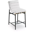 Meridian Furniture,Burke Cream Boucle Fabric Counter Stool