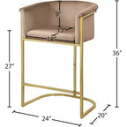 Meridian Furniture, Tabouret en velours beige Donatella