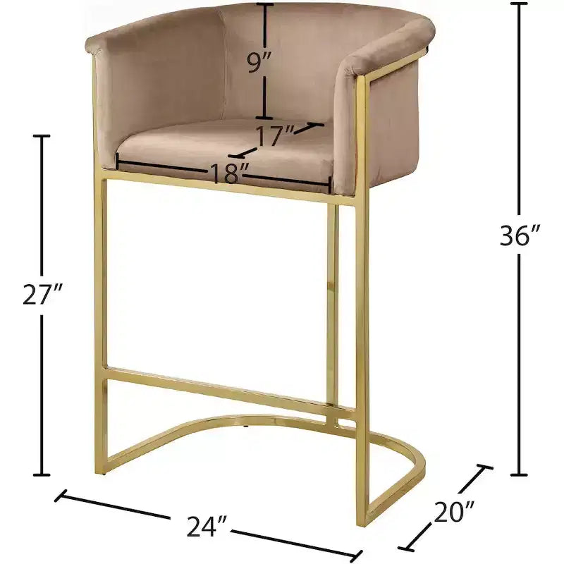 Meridian Furniture, Tabouret en velours beige Donatella