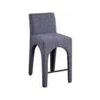 Meridian Furniture,Gramercy Blue Linen Textured Fabric Stool