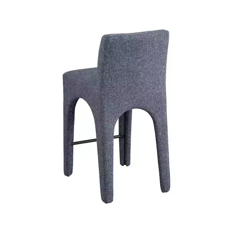 Tabouret en Tissu Texturé Lin Bleu Gramercy Meridian Furniture