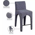 Tabouret en Tissu Texturé Lin Bleu Gramercy Meridian Furniture
