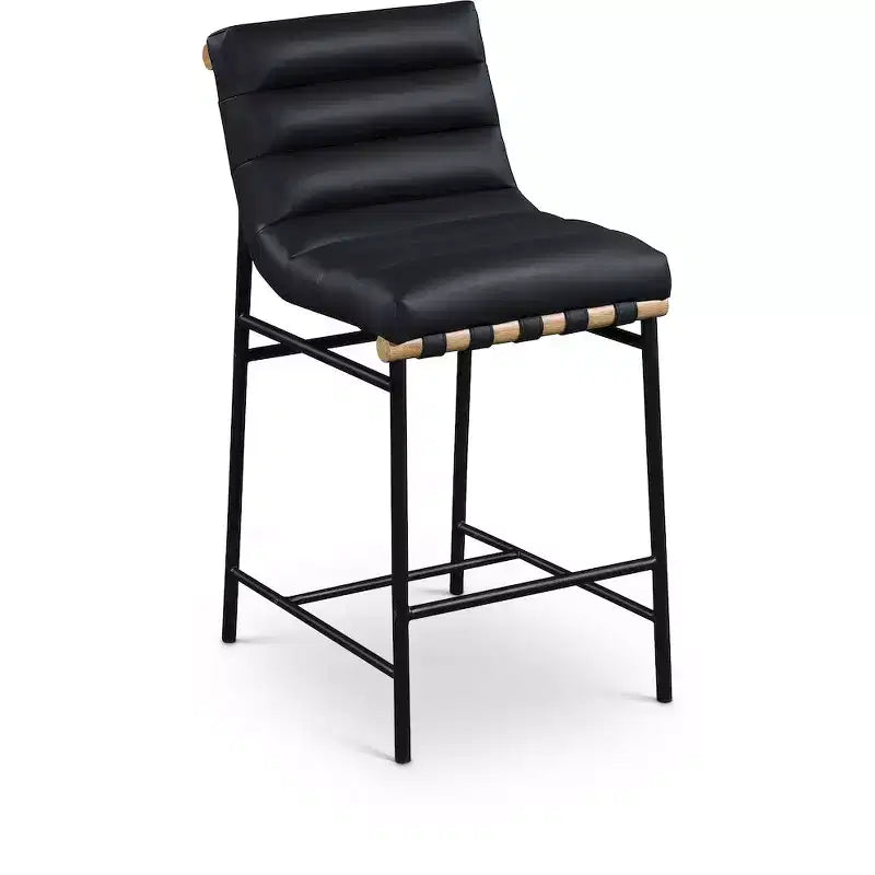 Meridian Furniture,Burke Black Vegan Leather Counter Stool