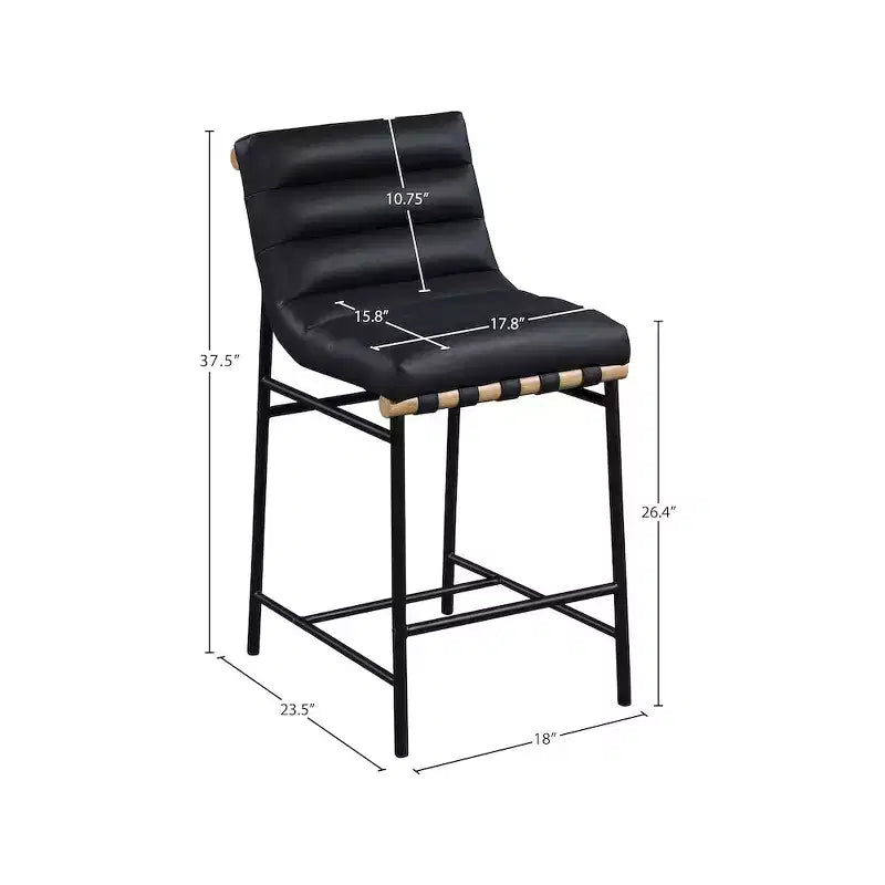 Meridian Furniture, Tabouret de comptoir Burke en cuir vegan noir