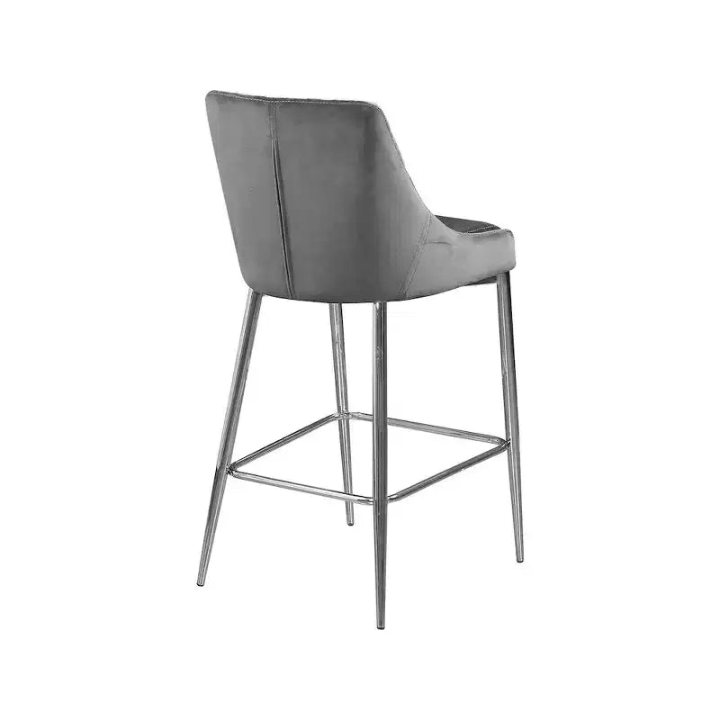 Meridian Furniture, tabouret Karina en velours gris, lot de 2