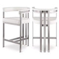 Meridian Furniture,Marcello Cream Vegan Leather Counter Stool, Set of 2