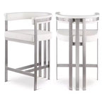 Meridian Furniture,Marcello Cream Vegan Leather Counter Stool, Set of 2