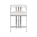 Meridian Furniture, Tabouret de comptoir en cuir végétalien Marcello crème, Ensemble de 2