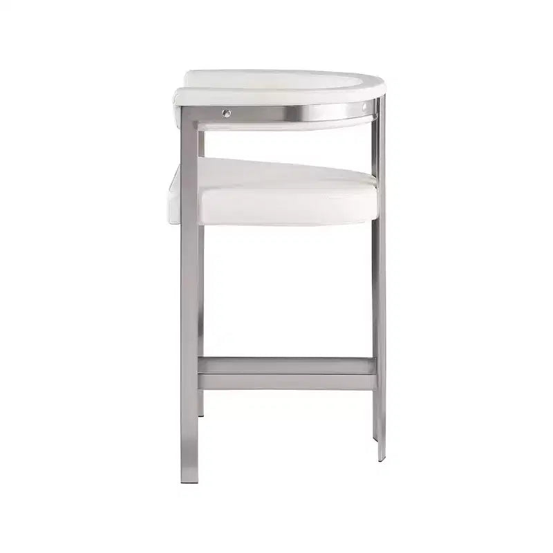 Meridian Furniture, Tabouret de comptoir en cuir végétalien Marcello crème, Ensemble de 2