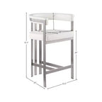 Meridian Furniture, Tabouret de comptoir en cuir végétalien Marcello crème, Ensemble de 2