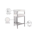 Meridian Furniture, Tabouret de comptoir en cuir végétalien Marcello crème, Ensemble de 2