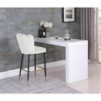 Meridian Furniture, Tabouret Lily en Velours Crème, Lot de 2