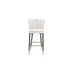 Meridian Furniture, Tabouret Lily en Velours Crème, Lot de 2