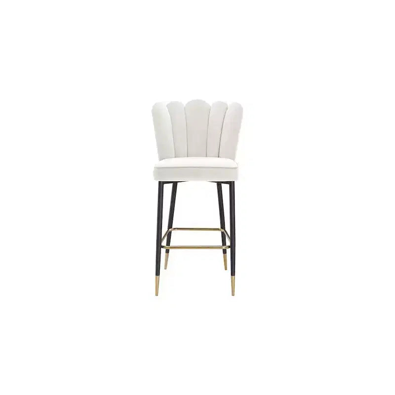 Meridian Furniture, Tabouret Lily en Velours Crème, Lot de 2