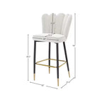 Meridian Furniture, Tabouret Lily en Velours Crème, Lot de 2