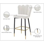 Meridian Furniture, Tabouret Lily en Velours Crème, Lot de 2
