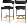 Meridian Furniture,Rivage Black Durable Linen Textured Fabric Stool, Set of 2