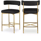 Meridian Furniture,Rivage Black Durable Linen Textured Fabric Stool, Set of 2