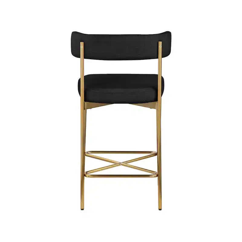 Meridian Furniture, Tabouret Rivage noir en tissu texturé durable, lot de 2