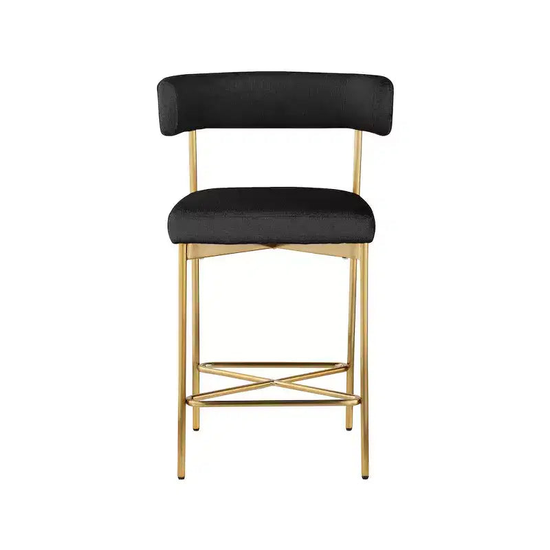 Meridian Furniture, Tabouret Rivage noir en tissu texturé durable, lot de 2
