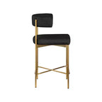 Meridian Furniture, Tabouret Rivage noir en tissu texturé durable, lot de 2