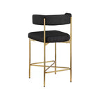 Meridian Furniture, Tabouret Rivage noir en tissu texturé durable, lot de 2