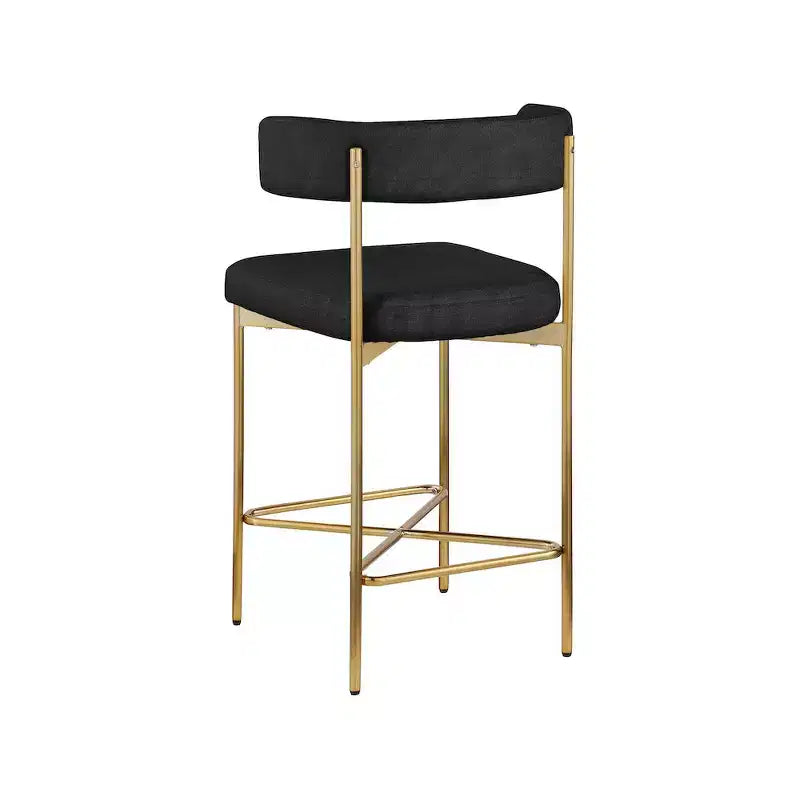 Meridian Furniture, Tabouret Rivage noir en tissu texturé durable, lot de 2