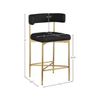 Meridian Furniture, Tabouret Rivage noir en tissu texturé durable, lot de 2