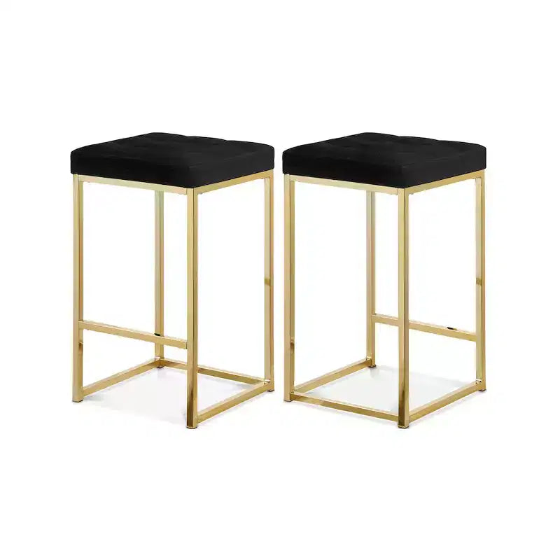 Meridian Furniture,Nicola Black Velvet Stool, Set of 2