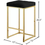 Meridian Furniture, Tabouret Nicola en velours noir, Lot de 2