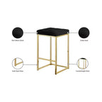 Meridian Furniture, Tabouret Nicola en velours noir, Lot de 2
