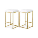 Meridian Furniture,Nicola White Vegan Leather Stool, Set of 2