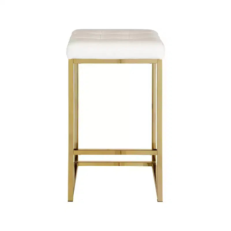 Tabouret Meridian Furniture, Nicola en cuir vegan blanc, lot de 2