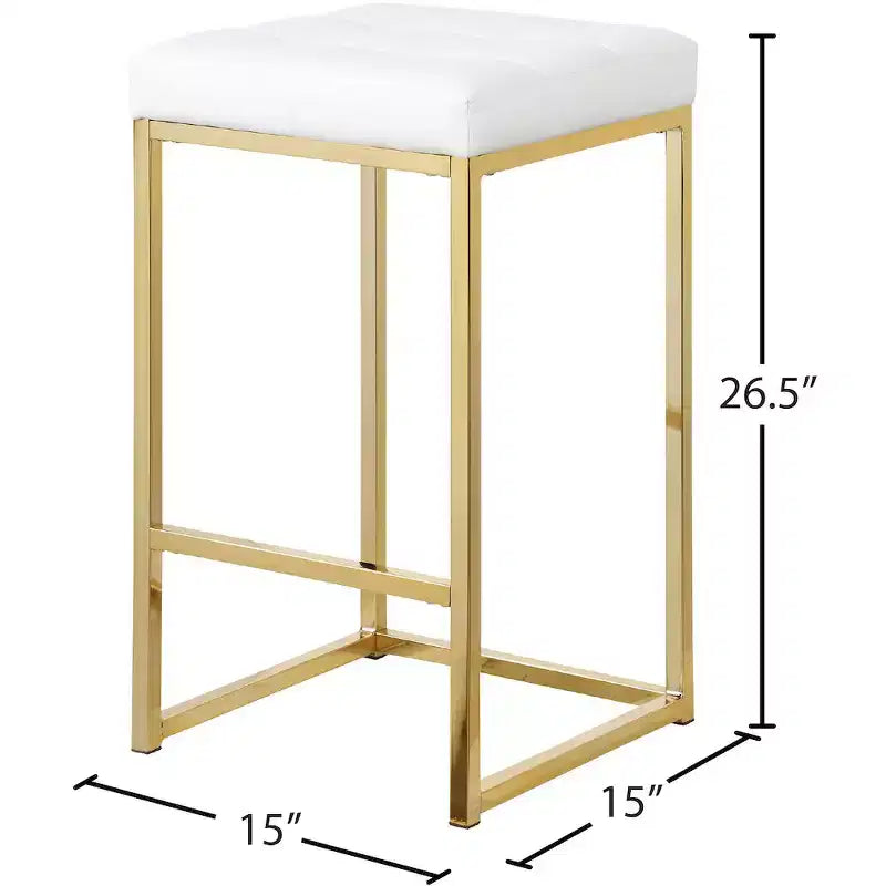 Tabouret Meridian Furniture, Nicola en cuir vegan blanc, lot de 2