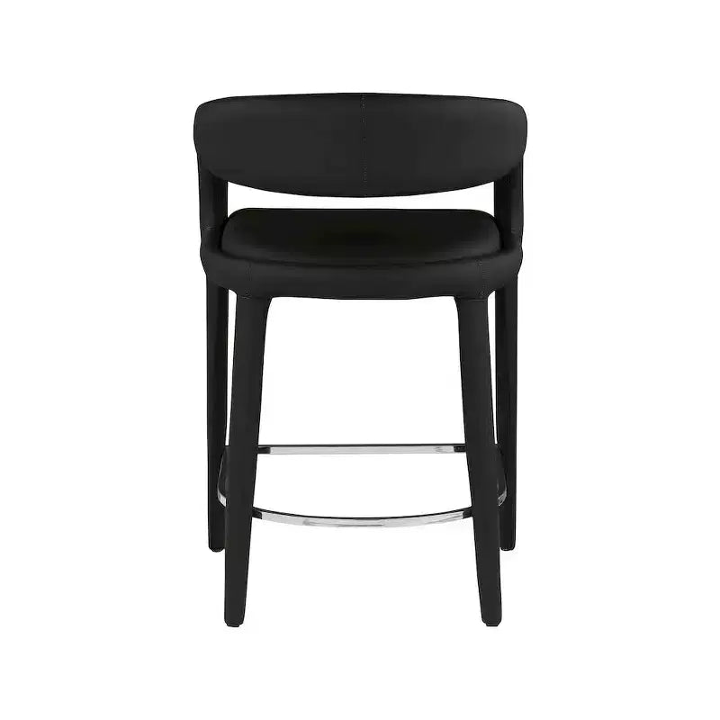 Meridian Furniture, Tabouret Sylvester en cuir végétalien noir
