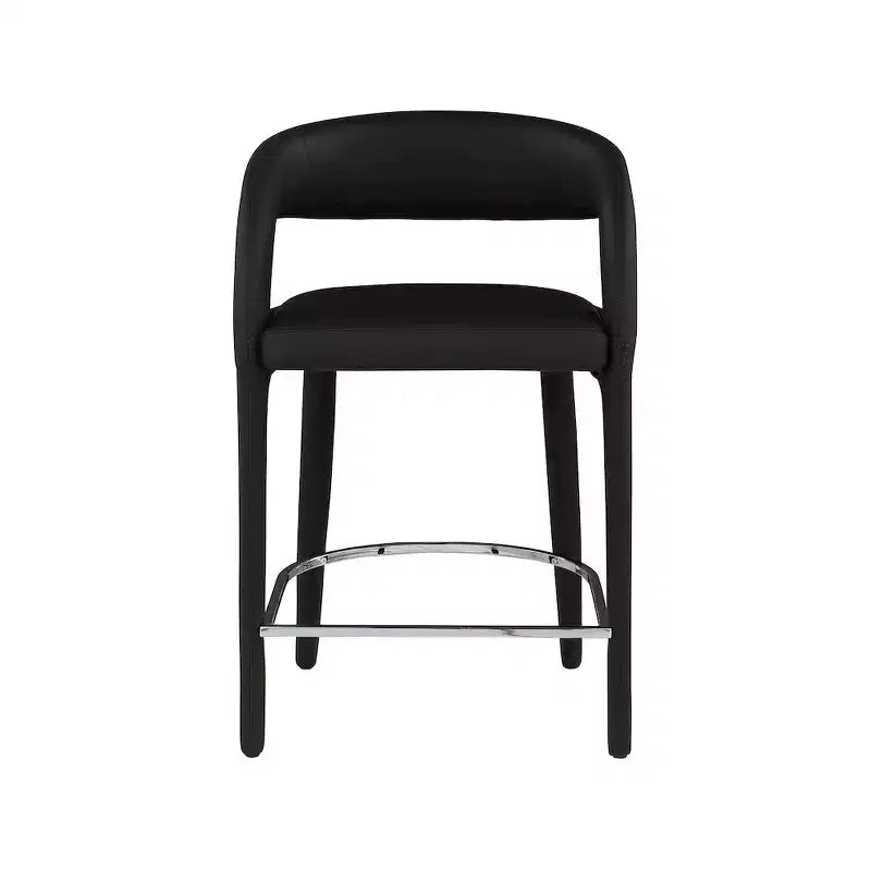 Meridian Furniture, Tabouret Sylvester en cuir végétalien noir