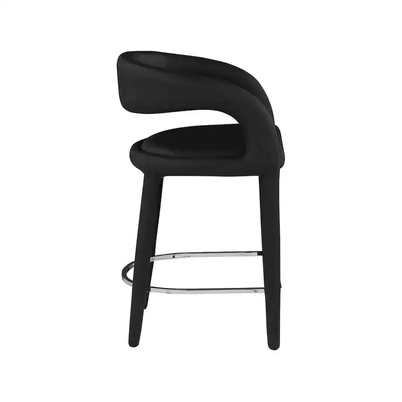 Meridian Furniture, Tabouret Sylvester en cuir végétalien noir