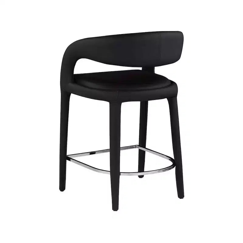 Meridian Furniture, Tabouret Sylvester en cuir végétalien noir