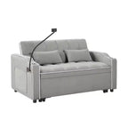 Canapé-lit pliable 3-en-1 Zeus & Ruta polyvalent en velours avec dossier réglable, port USB, cendrier et support de téléphone pivotant